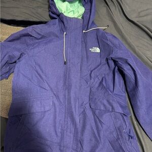 The North Face Purple Rain Jacket With Light Green Lining medium